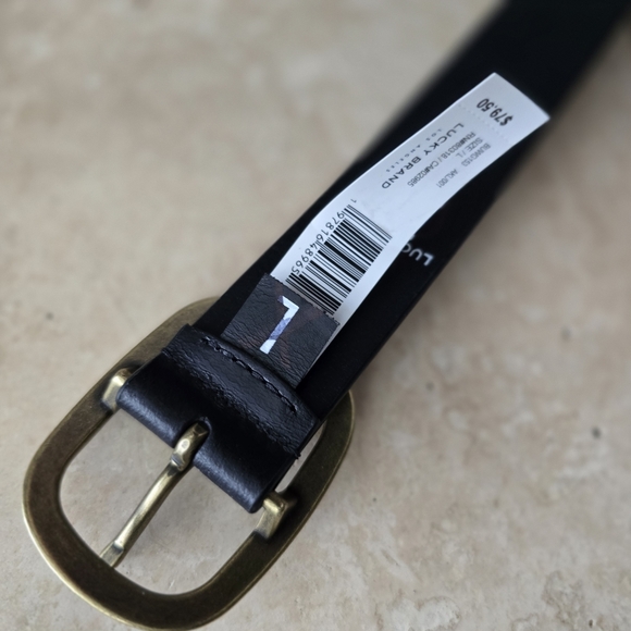 Lucky Brand Black Embroidered Floral Leather Belt SZ Small